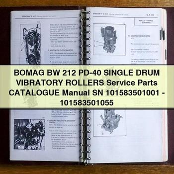 Bomag BW 212 PD-40 Single Drum Vibratory Rollers SN 101583501001-101583501055 Parts Catalog