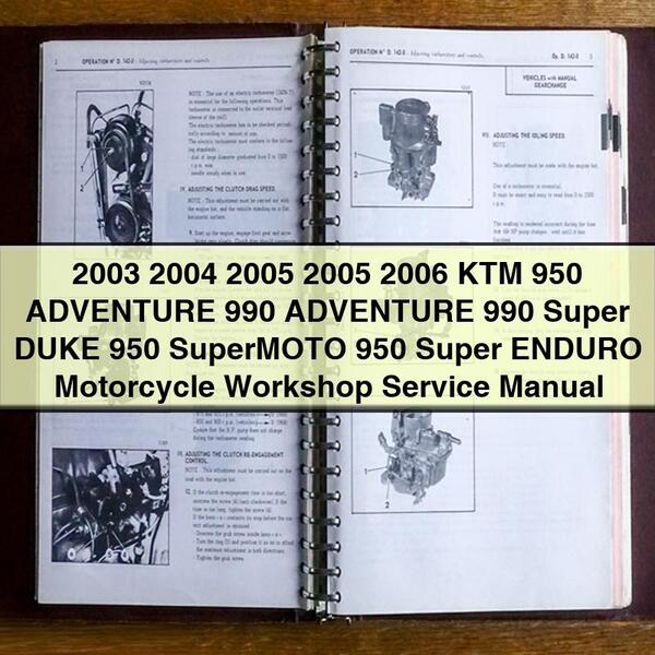 KTM 950 Adventure 990 Super Duke Motorcycle Service Repair Workshop Manual PDF