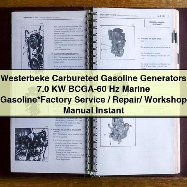 Westerbeke Carbureted Gasoline Generators 7.0 KW BCGA-60 Hz Marine / Service Repair Workshop Manual PDF