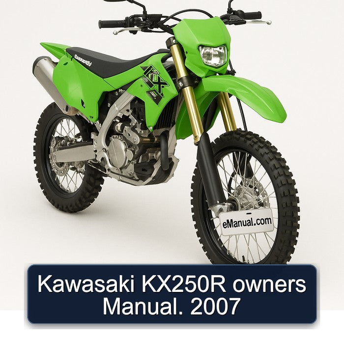 2007 Kawasaki KX Series KX250R Owners Owner's Manual PDF