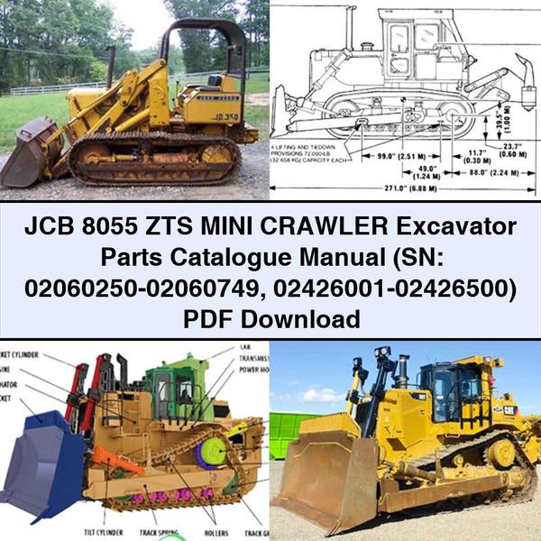 JCB 8055 ZTS Mini Crawler Excavator (sn: 02060250-02060749 02426001-02426500) Parts Catalog PDF