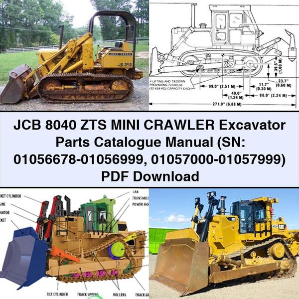 JCB 8040 ZTS Mini Crawler Excavator (sn: 01056678-01056999 01057000-01057999) Parts Catalog PDF