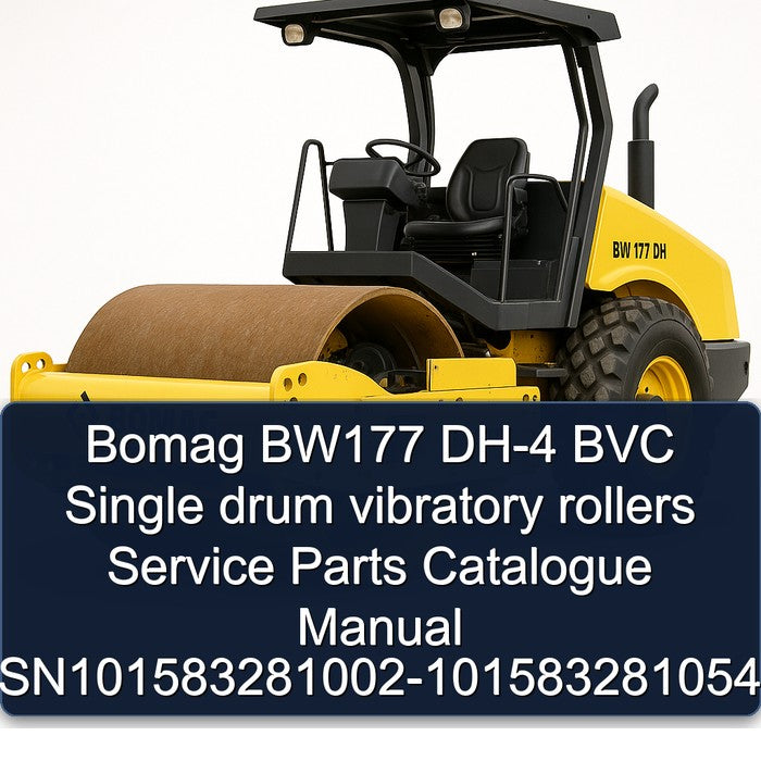 Bomag BW177 DH-4 BVC Single Drum Vibratory Rollers Sn101583281002-101583281054 Parts Catalog PDF