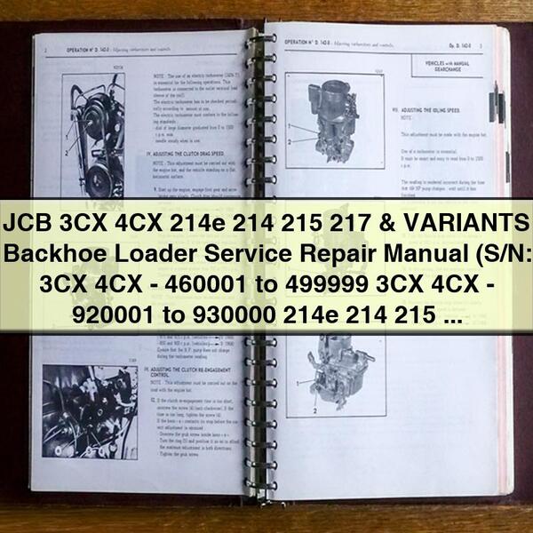 JCB 3CX 4CX 214E 214 215 217 Variants Backhoe Loader Service Repair Workshop Manual