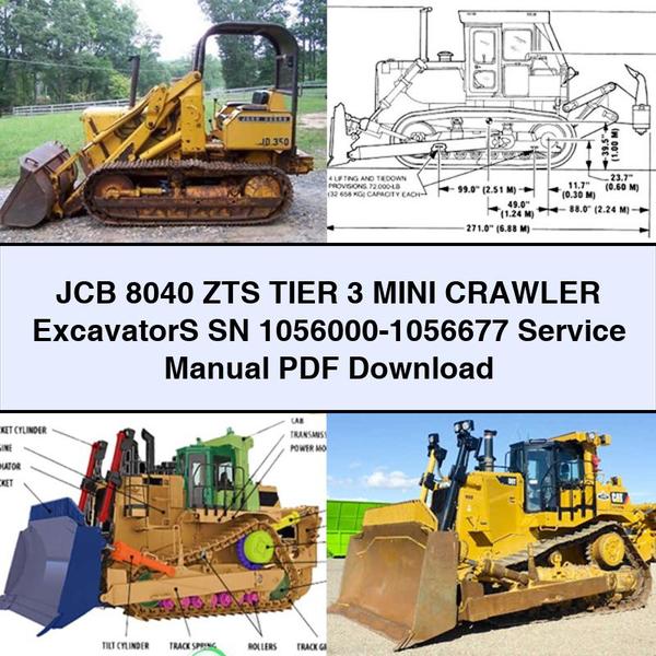 JCB 8040 ZTS Tier 3 Mini Crawler Excavators SN 1056000-1056677 Service Repair Workshop Manual