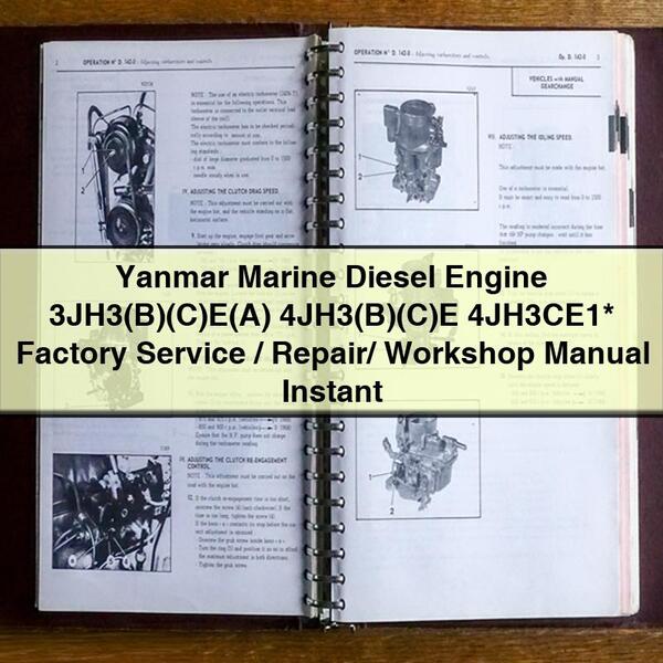 Yanmar Marine Diesel Engine 3jh3(b)(c)e 4jh3(b)(c)e 4jh3ce1 / Service Repair Workshop Manual