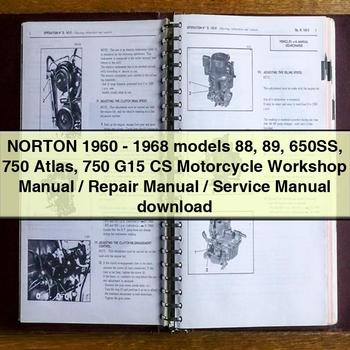 1960-1968 Norton Models 88 89 650SS 750 Atlas G15 CS Motorcycle Service Repair Workshop Manual