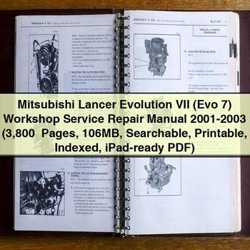 Mitsubishi Lancer Evolution VII (Evo 7) Workshop Service Repair Manual 2001-2003 (3 800+ Pages 106MB Searchable Indexed iPad-ready)