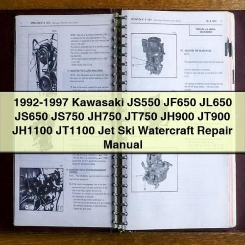 1992-1997 Kawasaki JS550 JF650 JL650 JS650 JS750 JH750 JT750 JH900 JT900 JH1100 JT1100 Jet Ski Watercraft Repair Manual