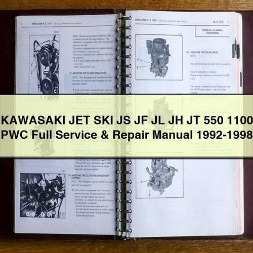 KAWASAKI JET SKI JS JF JL JH JT 550 1100 PWC Full Service & Repair Manual 1992-1998