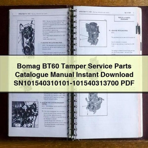 Bomag BT60 Tamper Service Parts Catalogue Manual Instant Download SN101540310101-101540313700 PDF