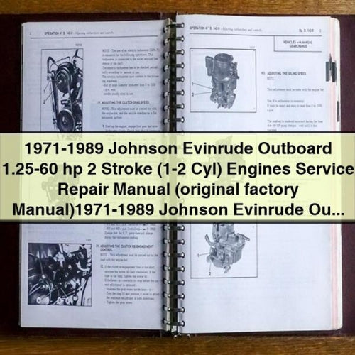 1971-1989 Johnson Evinrude Outboard 1.25-60 hp 2 Stroke (1-2 Cyl) Engines Service Repair Manual (original factory Manual)1971-1989 Johnson Evinrude Outboard 1.25-60 hp 2 Stroke (1-2 Cyl) Engines S