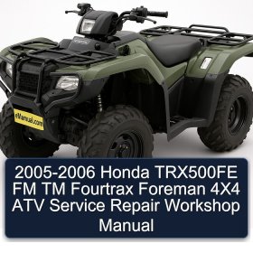 2005-2006 Honda TRX500FE FM TM Fourtrax Foreman 4X4 ATV Service Repair Workshop Manual
