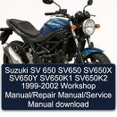 Suzuki SV 650 SV650 SV650X SV650Y SV650K1 SV650K2 1999-2002 Workshop Manual/Repair Manual/Service Manual download