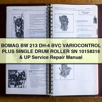 Bomag BW 213 DH-4 BVC Variocontrol Plus Single Drum Roller SN 10158316 UP Service Repair Workshop Manual PDF