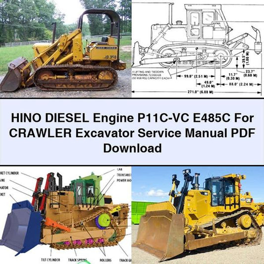Hino Diesel Engine P11C-VC E485C Crawler Excavator Service Repair Workshop Manual