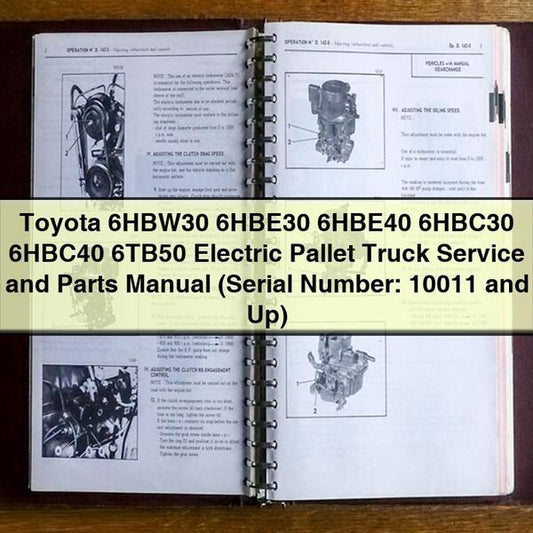 Toyota 6hbw30 6hbe30 6hbe40 6hbc30 6hbc40 6tb50 Electric Pallet Truck Parts (serial Number: 10011 Up) Catalog