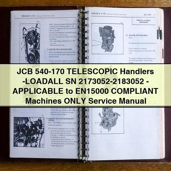 JCB 540-170 Telescopic Handlers - Loadall SN 2173052-2183052 Service Repair Workshop Manual PDF
