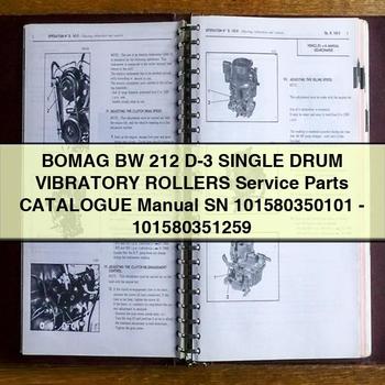 Bomag BW 212 D-3 Single Drum Vibratory Rollers SN 101580350101-101580351259 Parts Catalog