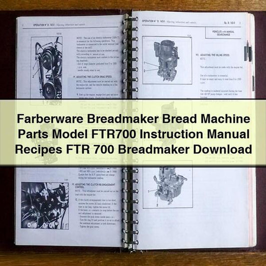 Farberware Breadmaker Bread Machine Parts Model FTR700 Instruction Recipes FTR 700 Service Repair Workshop Manual