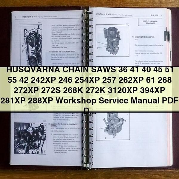 Husqvarna Chain Saws 36, 41, 40, 45, 51, 55, 42, 242xp, 246, 254xp, 257, 262xp, 61, 268, 272xp, 272s, 268k, 272k, Service Repair Workshop Manual