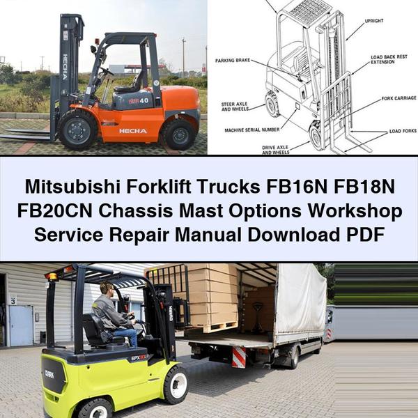 Mitsubishi Forklift Trucks FB16N FB18N FB20CN Chassis Mast Options Service Repair Workshop Manual