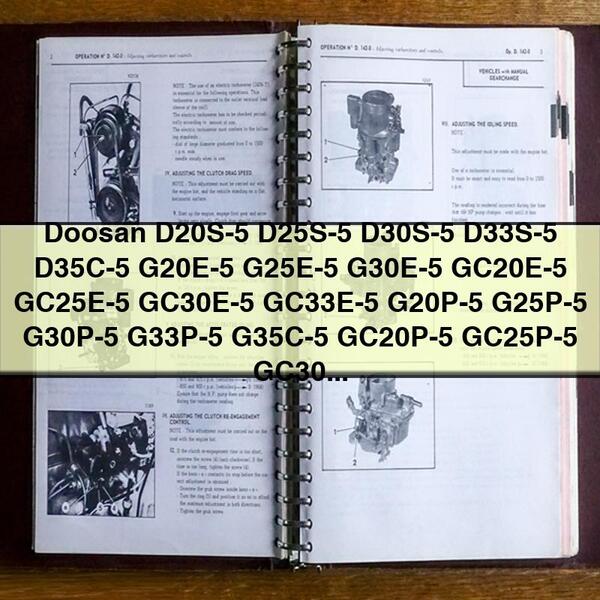 Doosan D20s-5, D25s-5, D30s-5, D33s-5, D35c-5, G20e-5, G25e-5, G30e-5, Gc20e-5, Gc25e-5, Gc30e-5, Gc33e-5, G20p-5, Service Repair Workshop Manual