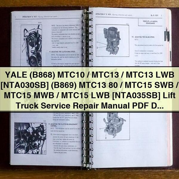 Yale Mtc10/mtc13/mtc15 Lift Truck Service Repair Workshop Manual PDF