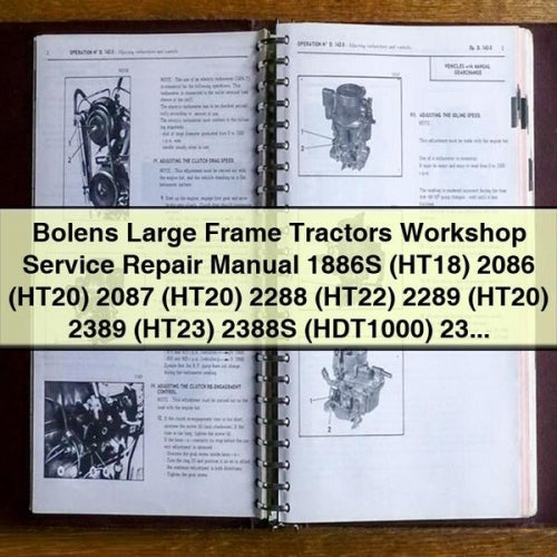 Bolens Large Frame Tractors Workshop Service Repair Manual 1886S (HT18) 2086 (HT20) 2087 (HT20) 2288 (HT22) 2289 (HT20) 2389 (HT23) 2388S (HDT1000) 2389S (HT23)