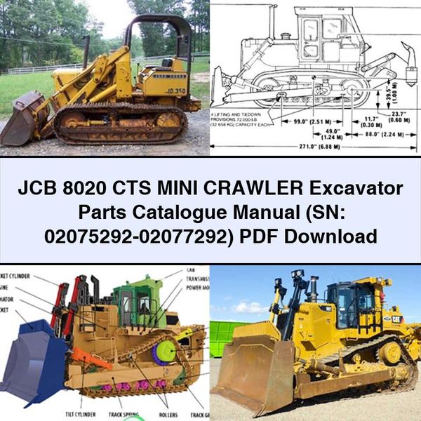JCB 8020 CTS Mini Crawler Excavator (sn: 02075292-02077292) Parts Catalog PDF