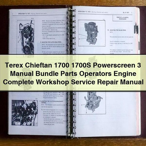 Terex Chieftan 1700 1700S Powerscreen 3 Bundle Parts Operators Engine Service Repair Workshop Manual