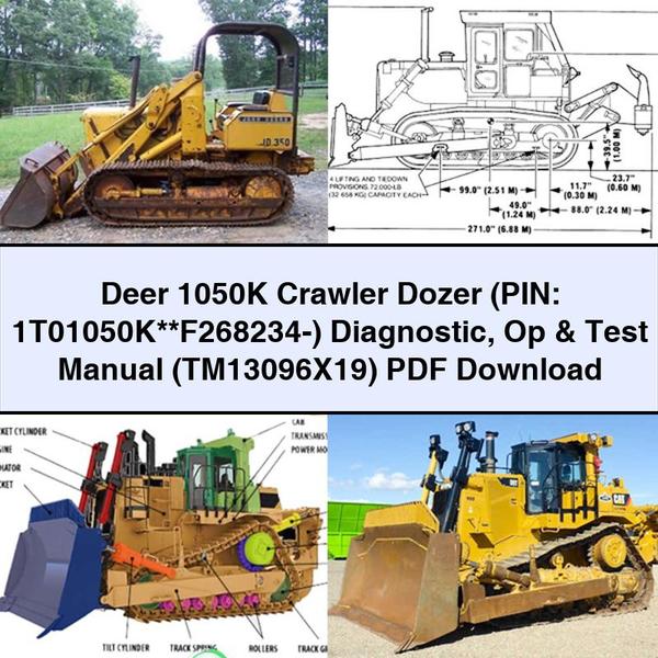Deer 1050K Crawler Dozer (pin: 1t01050k F268234-) Diagnostic Op Test (TM13096X19) Service Repair Workshop Manual