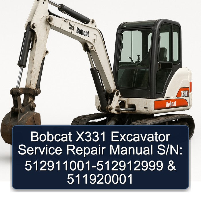Bobcat X331 Excavator S/n: 512911001-512912999 511920001 Service Repair Workshop Manual