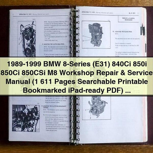 1989-1999 BMW 8-Series (E31) 840Ci 850i 850Ci 850CSi M8 Workshop Repair & Service Manual (1 611 Pages Searchable Bookmarked iPad-ready)