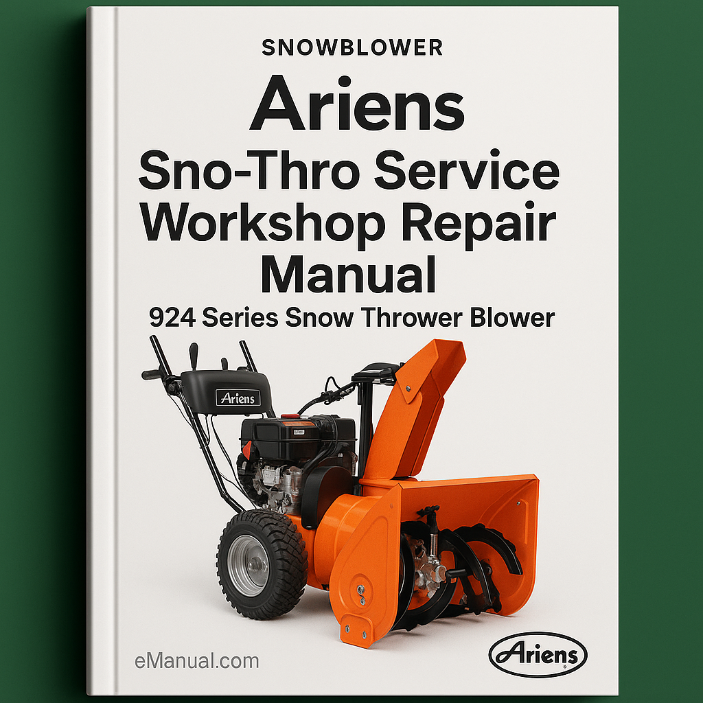 Ariens Snowblower Sno-Thro Service Workshop Repair Manual 924 Series Snow Thrower Blower