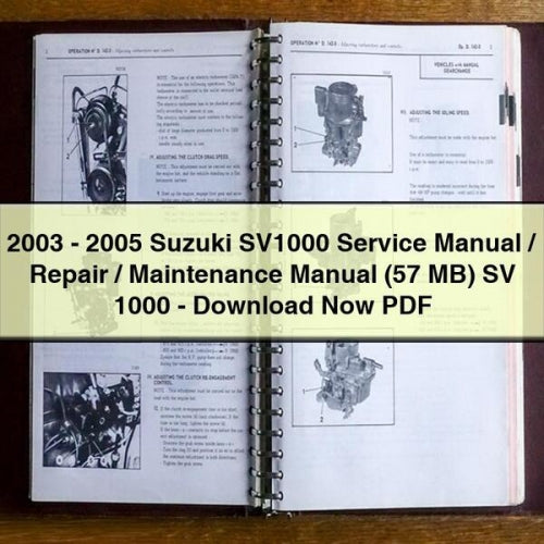 2003 - 2005 Suzuki SV1000 Service Manual / Repair / Maintenance Manual SV 1000 - PDF