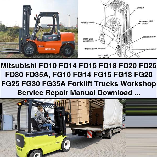 Mitsubishi FD10 FD14 FD15 FD18 FD20 FD25 FD30 FD35A FG10 FG14 FG15 FG18 FG20 FG25 FG30 FG35A Forklift Workshop Service Repair Manual 99719-10100