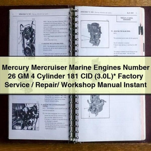 Mercury Mercruiser Marine Engines Number 26 GM 4 Cylinder 181 CID (3.0L)* Factory Service / Repair/ Workshop Manual PDF