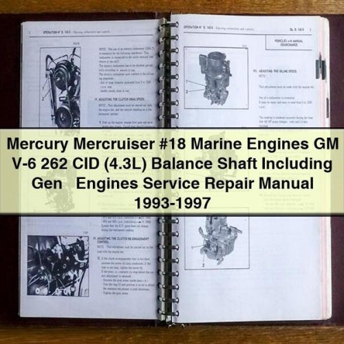 Mercury Mercruiser #18 Marine EngineS GM V-6 262 CID (4.3L) Balance Shaft Including Gen + Engines Service Repair Manual 1993-1997