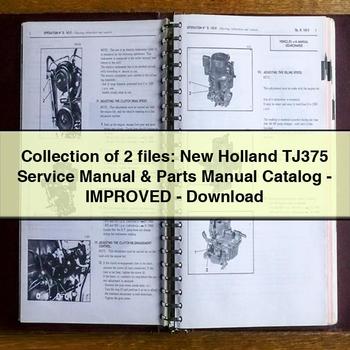 Collection of 2 files New Holland TJ375 Service Repair Manual Parts Manual Catalog-Improved