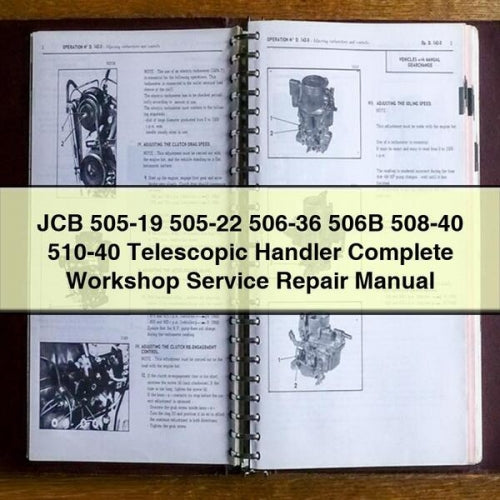 JCB 505-19 505-22 506-36 506B 508-40 510-40 Telescopic Handler Complete Workshop Service Repair Manual