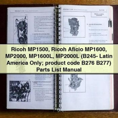 Ricoh Mp1500/aficio Mp1600/mp2000/mp1600l/mp2000l Parts Catalog PDF