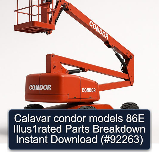 Calavar Condor Models 86E Illus1rated Parts Breakdown ( 92263) Service Repair Workshop Manual