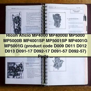 Ricoh Aficio Mp4000, Mp4000b, Mp5000, Mp5000b, Mp4001sp, Mp5001sp, Mp4001g, MP5001G Parts Catalog PDF