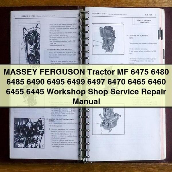 MASSEY FERGUSON Tractor MF 6475 6480 6485 6490 6495 6499 6497 6470 6465 6460 6455 6445 Workshop Shop Service Repair Manual