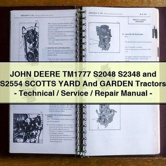 JOHN DEERE TM1777 S2048 S2348 and S2554 SCOTTS YARD And GARDEN Tractors-Technical/Service/Repair Manual